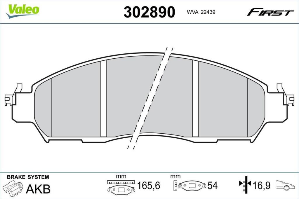 Jeu de 4 plaquettes de frein VALEO ref. 302890